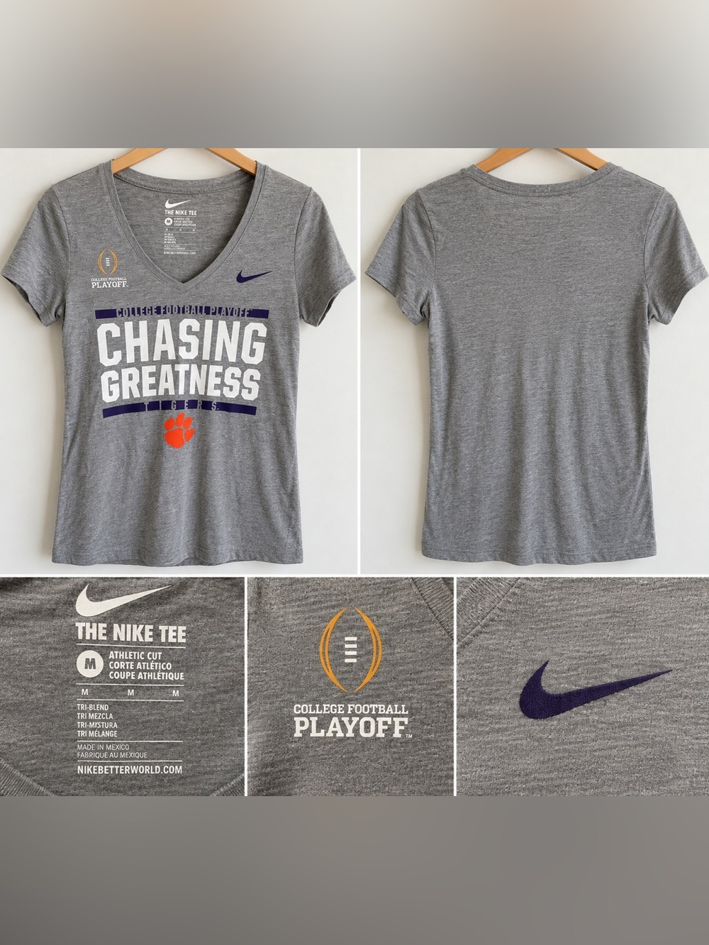 Nike Clemson Tigers College Football Playoff Chasing Greatness Tee Women’s M